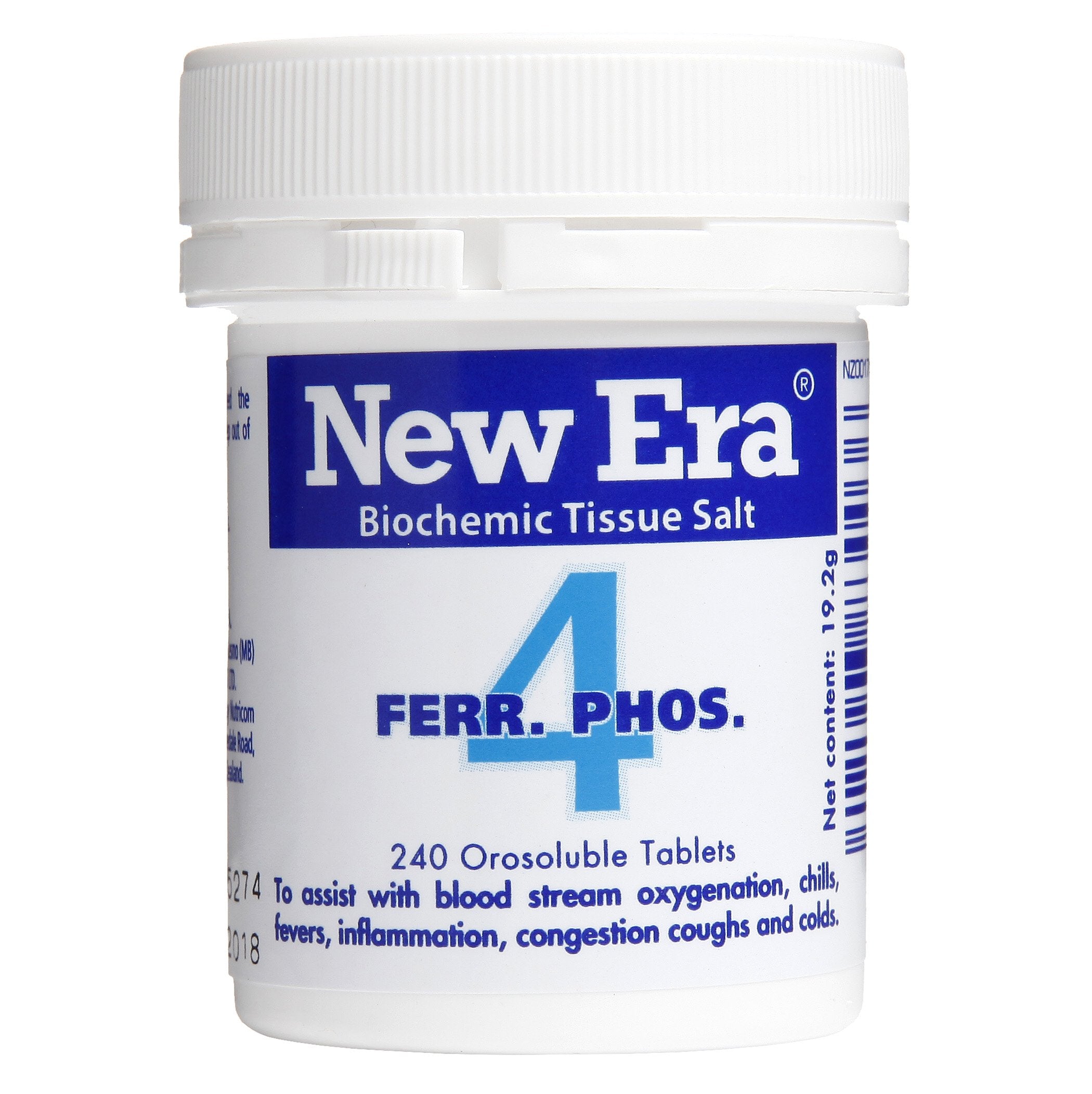 New Era No 4 FERR PHOS Tablets 240 anaemia,anti inflammatory,brufen,COLD,Congestion and inflammation,ferr phos,issues,muscular weakness,new era,No 4 new era,sprains,strains