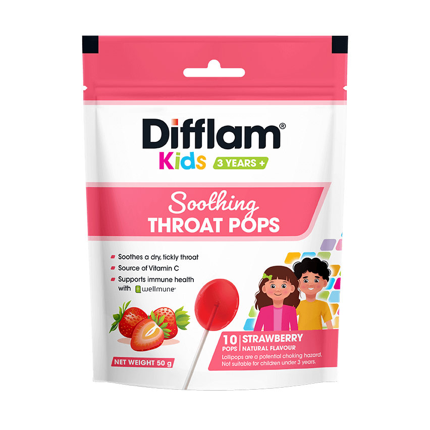 Difflam Kids Soothing Throat Pops Strawberry 10 Pack