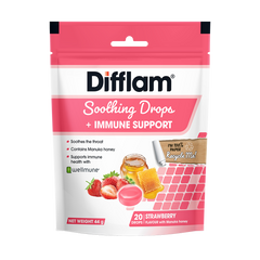 Difflam Soothing Drops + Immune Support Strawberry 20 Pack