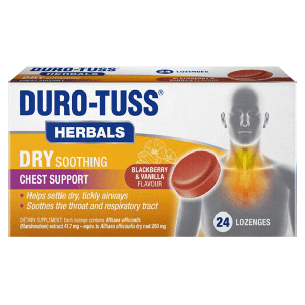 Duro-Tuss Herb Dry Soothing Chest Support Lozenges 24 Pack