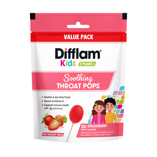 Difflam Kids Soothing Throat Pops Strawberry 20 Pack