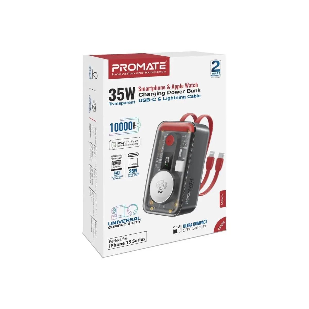 PROMATE 10000mAh 4-In-1 Smartphone & Apple Watch Charging Power Bank adapter,apple watch charging,charger,issues,smart phone charging