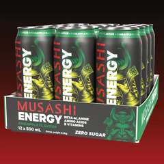 Musashi Energy Drink Pineapple 12 x 500ml – Sports Energy Drink Can