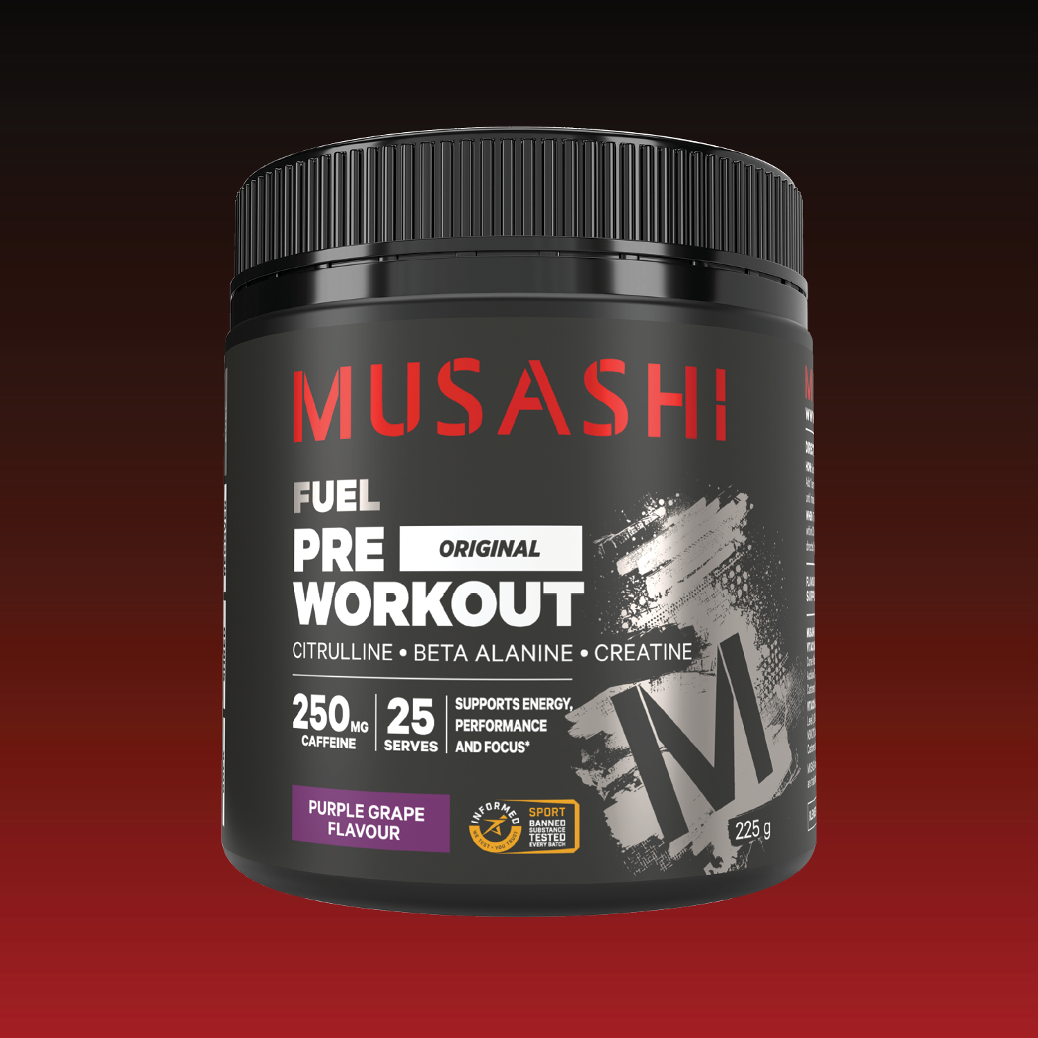 Musashi Pre Workout Purple Grape 225g – Pre-Workout Drink Powder