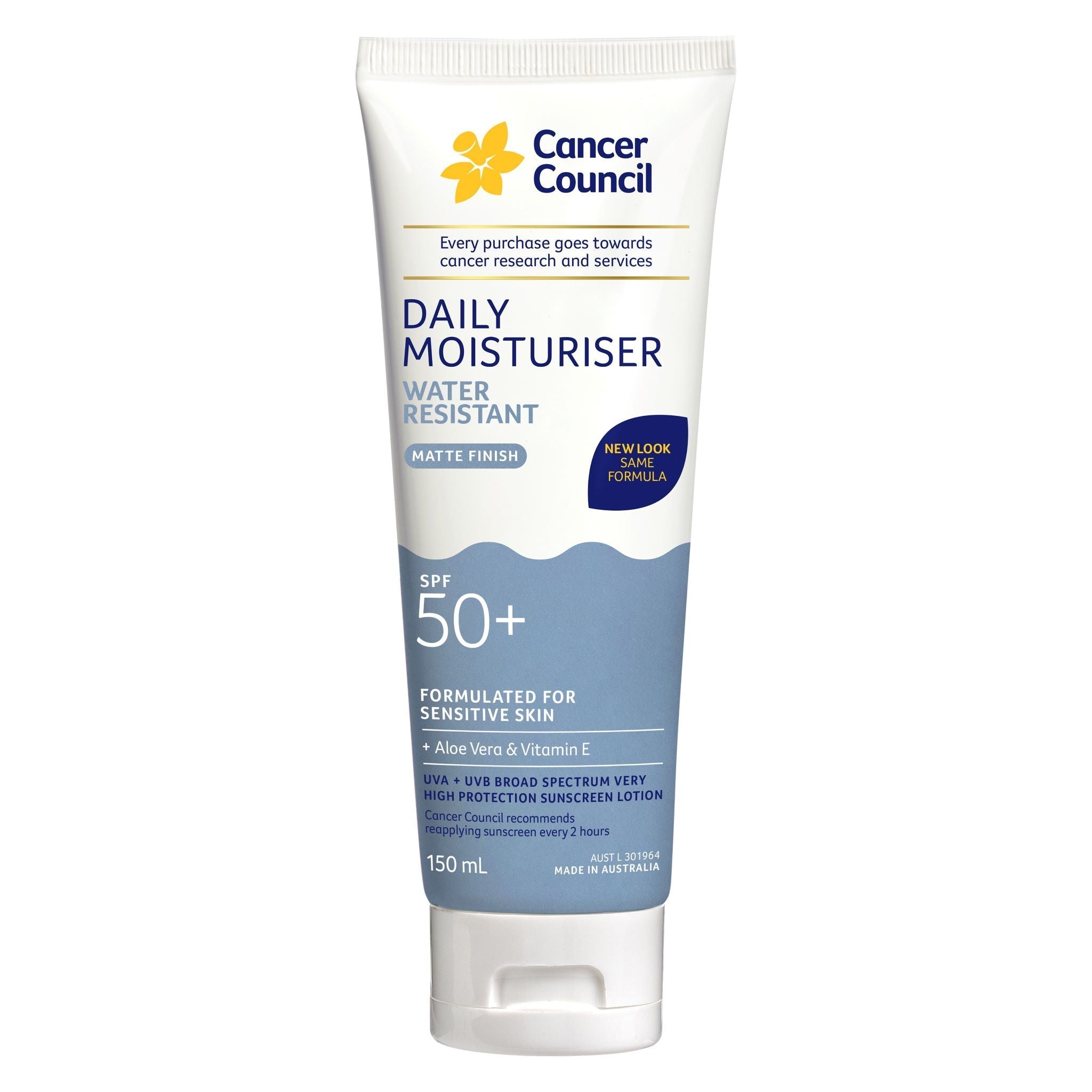 Cancer Council Face & Body Moisturiser SPF50+ 150mL Water Resistant