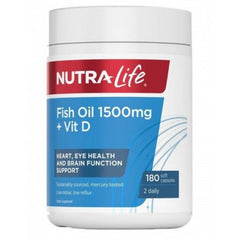 Nutralife Omega 3 Fish Oil 1500 mg Plus Vitamin D Supports Heart Health And Joint Mobility Capsules 180