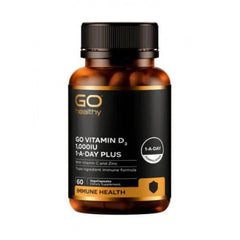 Go Healthy Vitamin D3 1000IU Plus Vitamin C and Zinc Dietary Supplement 60 Capsules Immune Support and Wellness