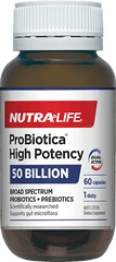 Nutralife Probiotica 50 Billion High Strength Caps 60 50 billion probiotics,Digestive probiotic,gut probiotics,issues,nutralife probiotic,Nutralife Probiotica 50 Billion,organic probiotic,prebiotic,probiotic,probiotics