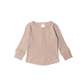 Woolbabe Daydream Long Sleeve Henley Top Dune Marl