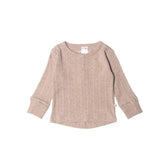 Woolbabe Daydream Long Sleeve Henley Top Dune Marl