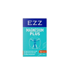 Ezz Magnesium Plus 60 Tablets Abdominal pains and cramps,Blood Pressure Regulation,cramp,cramp stop,cramping,cramping pain,cramps,crampstop,electrical activity of the heart,endurance,heart health,Heart Rhythm,hypertension,issues,leg cramps,muscle cramps,m