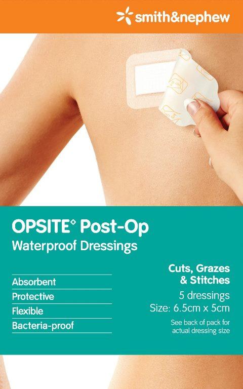 OPSITE Post Op 6.5cmX 5.0cm 5 pack adhesive dressing waterproof pad,adhesive pads,issues,opsite post op,smith+nephew