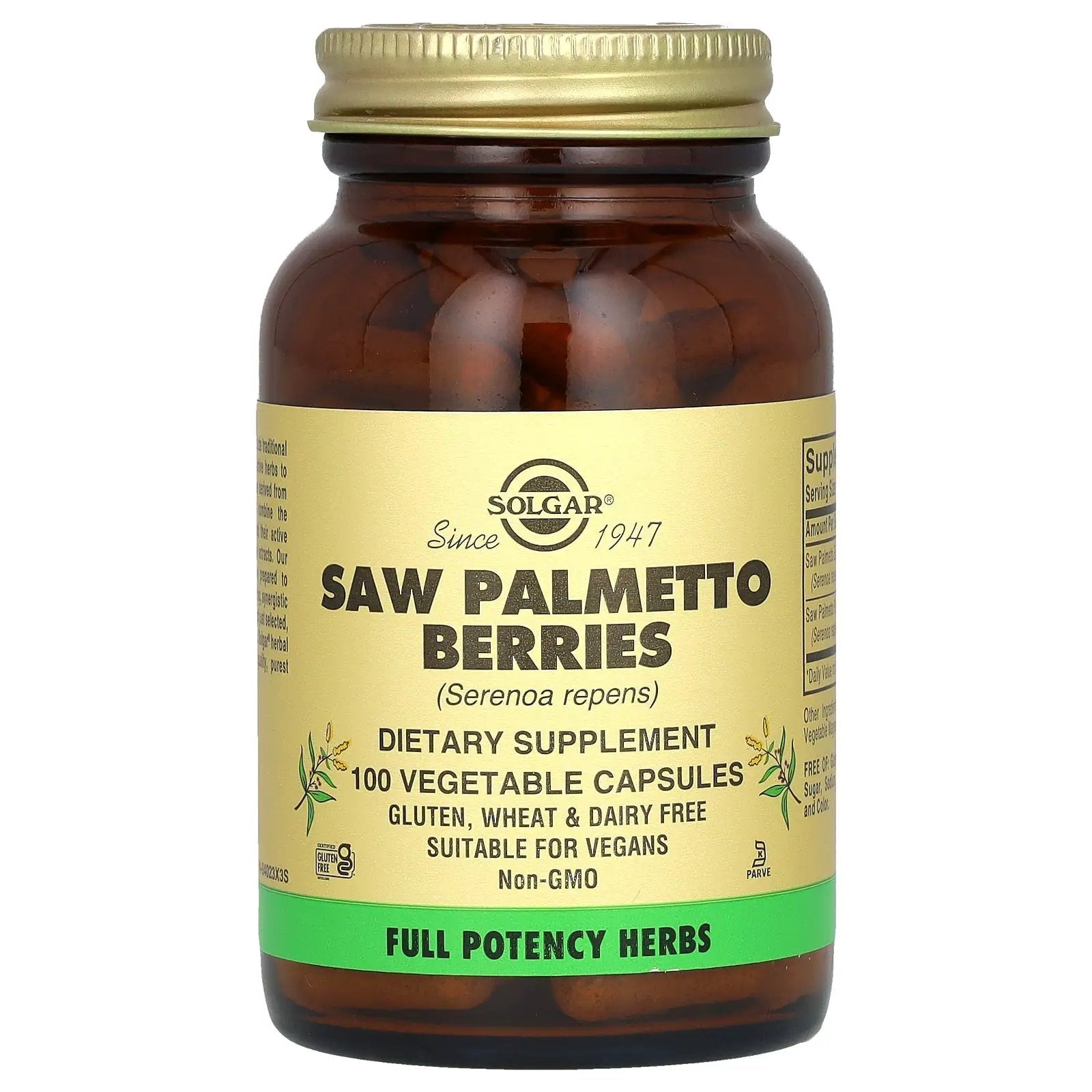 Solgar Saw Palmetto Berries Prostate Support VegeCapsules 100 Count