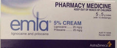 Emla Cream (Box of 5 tubes 5 gm each tube) 25 gm-Pharmacy Medicine anaesthetic,anesthetic,emla,emla cream,issues,lignocaine