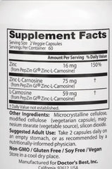 Doctor's Best PepZinGI Zinc-L-Camosine Complex with PepZinGI 120 capsules cheaper,doctors best,issues,PepZinGI