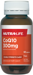 Nutralife CoQ10 heart health capsules 300mg bottle with 60 capsules for cardiovascular health support