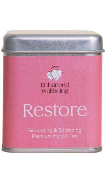 Enhanced Wellbeing Restore Premium Herbal Tea - Grounding & Balancing Advanced liver support,ageing,Andropausal men,anti-angiogenic and neuroprotective functions,anti-inflammatory,anti-stress herbal tea,antioxidant,antioxidant Digestion gallbladder liver