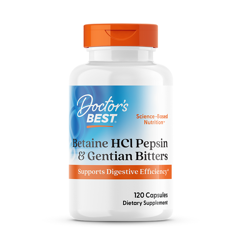 Doctor's Best Betaine HCL Pepsin & Gentian Bitters 120 Caps
