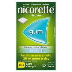 Nicorette Nicotine Gum Icy Mint 4mg 105 Pieces Coated nicotine gum,Discreet craving relief,Fights cravings,Icy mint flavour,Improves teeth whiteness,issues,Nicorette Nicotine Gum,Nicorette Nicotine Gum Icy Mint 4mg 105 Pieces,Nicotine Gum Coated,Regular S