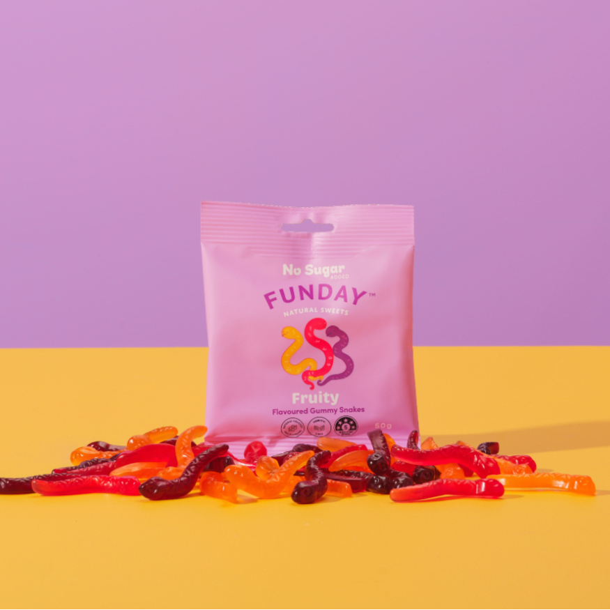 Funday Natural Sweets Fruity Gummy Snakes 50g Sugar-Free