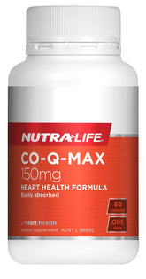 Nutralife Co-Q-Max 150mg 60 capsules bottle - CoQ10 supplement 150mg for heart health