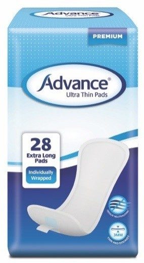 Advance® Ultra Thin Pads adhesive back strip,Extra Long,highly absorbent,hygiene and convenience.,issues,light incontinence,protection,Thin Pads,ultimate comfort,ultra thin