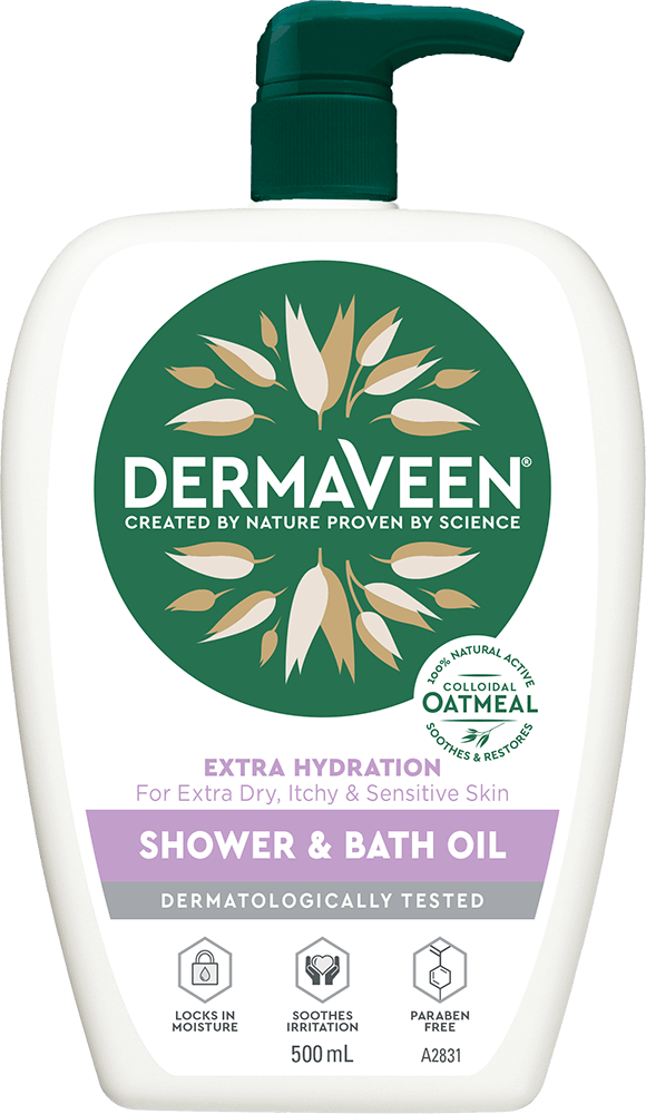 DermaVeen® Extra Hydration Shower and Bath Oil 500 ml bath oil,dermaveen,dry skin,eczema,issues,oatmeal,shower