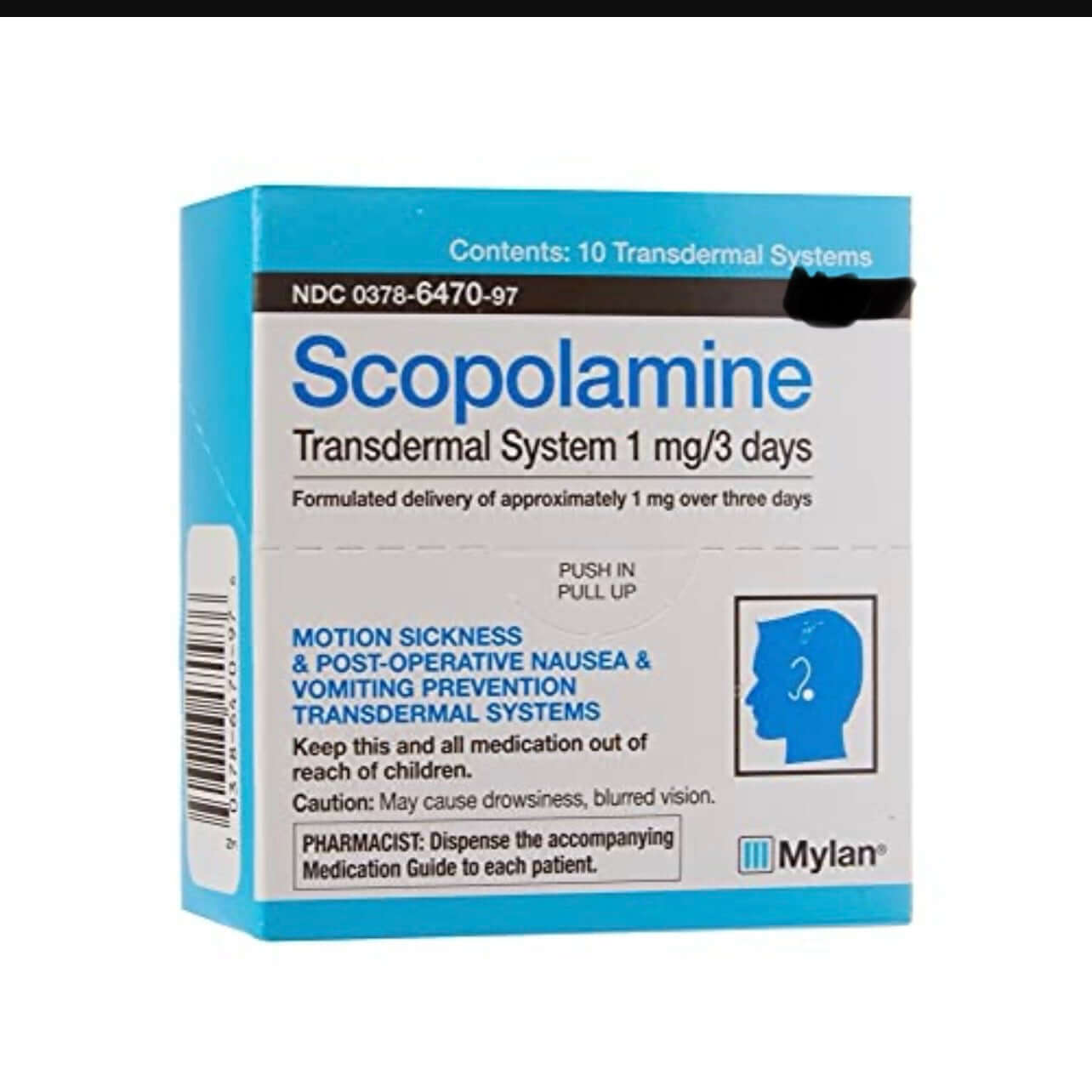Scopolamine TTS motion sickness prevention 10 patches issues,motion sickness,Scopoderm,sea sickness,travel sickness