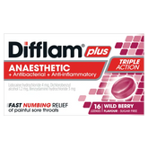 Difflam Plus Anaesthetic + Antibacterial + Anti-inflammatory lozenges Wild Berry 16 lozenges difflam plus,google,issues,sore throat,sore throat lozenges
