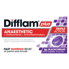 Difflam Plus Triple Action Lozenges Blackcurrant 32 Pack