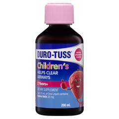 Duro-Tuss Children’s Strawberry 200 ml helps clear airways children,childrens cough liquid,cold,duro-tuss,durotuss,flu,issues,kids