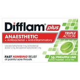 Difflam Plus Anaesthetic + Antibacterial + Anti-inflammatory lozenges Pineapple & Lime 16 difflam plus,issues,sore throat,sore throat lozenges