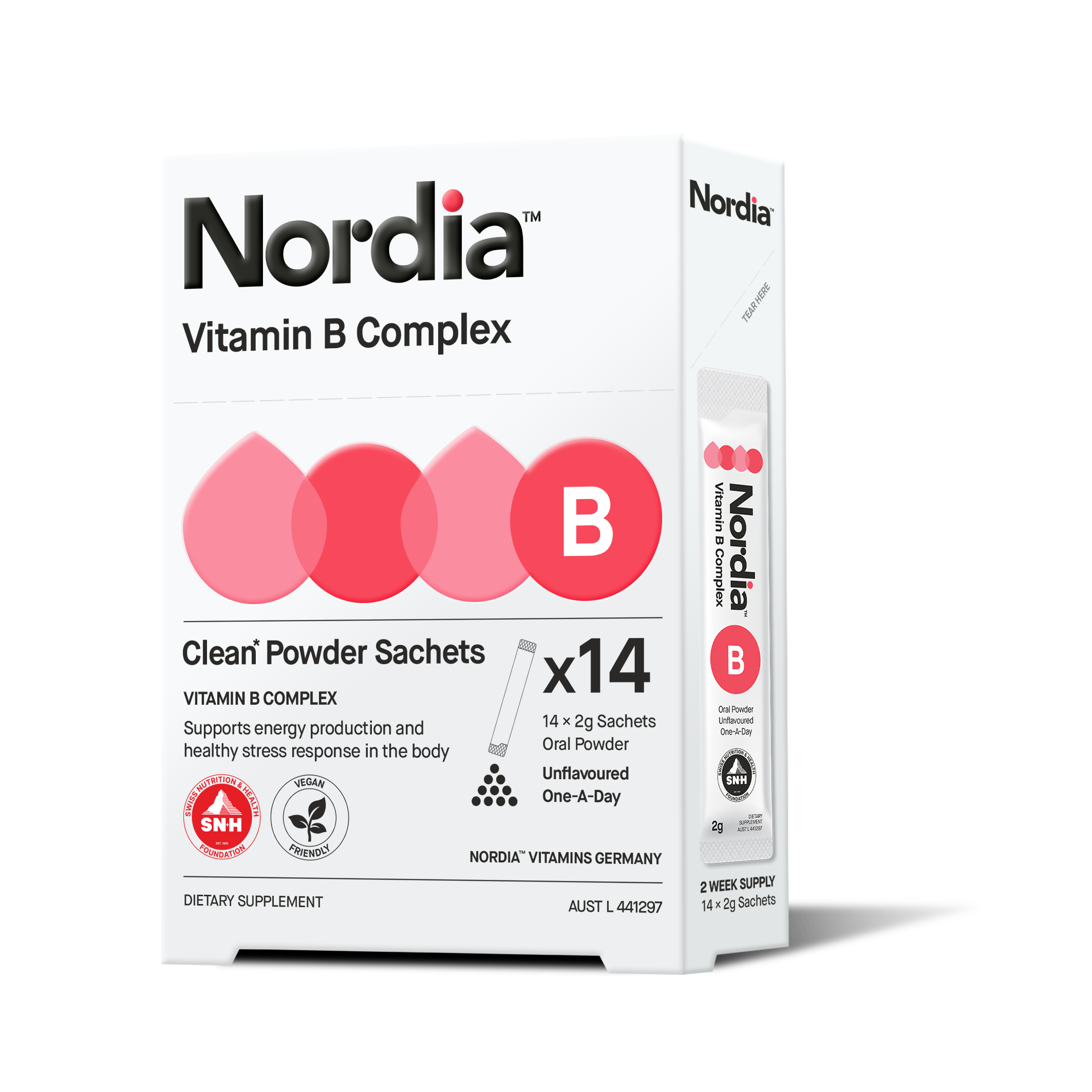 Nordia Vitamin B Complex Supports Energy Production and Relieves Fatigue Dietary Supplement 14 x 2g Sachets