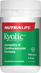 Nutralife Kyolic High Potency Aged Garlic Extract 120 caps bottle for immunity and cardiovascular health.
