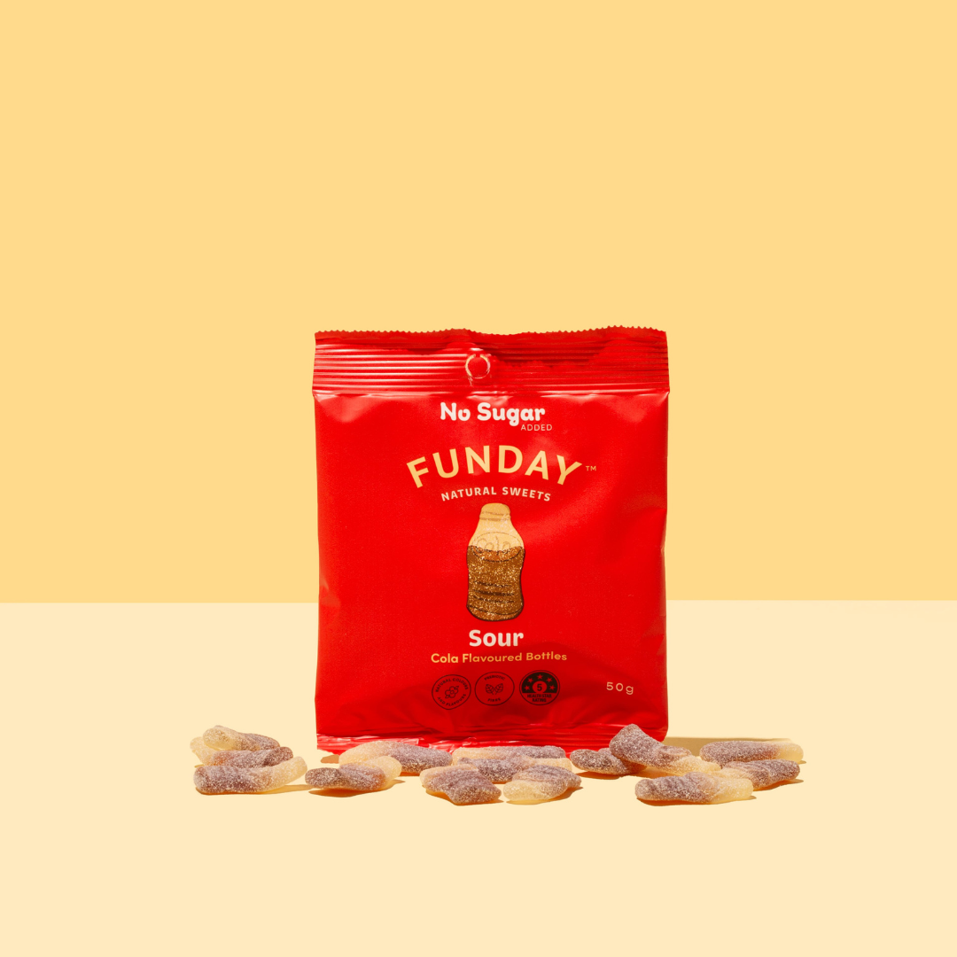Funday Natural Sweets Sour Cola Bottles 50g Sugar-Free