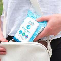 Ocean Healthcare Antibacterial Wipes 30pk Antibacterial Wipes,Feel Refreshingly Clean,Gentle on skin,issues,removing 99.9% of bacteria,Snap tight lid,Suitable for hands and body