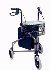 Allied Medical Tri Walker - Replacement Tray A wire basket,High strength aluminium tubing,Pull to lock squeeze hand brakes,three wheeled aluminium walker