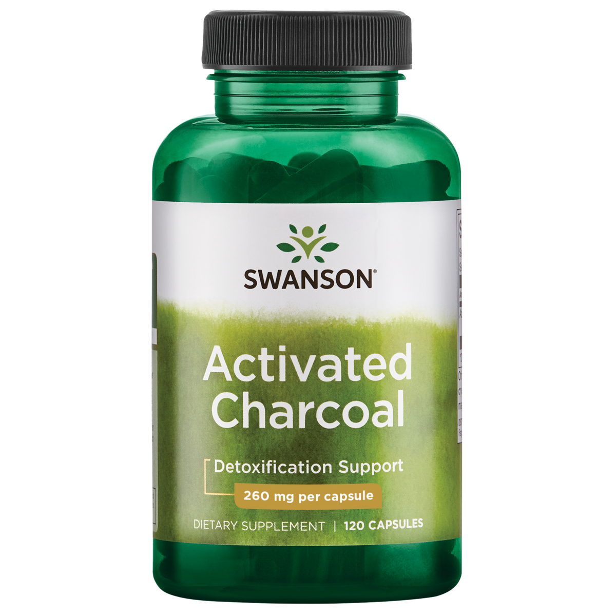 Swanson – Activated Charcoal 260mg 120C activated charcoal,bloating,issues,occasional mild gas,soak up gas-generating compounds,stomach calming,Stomach supplement,Swanson