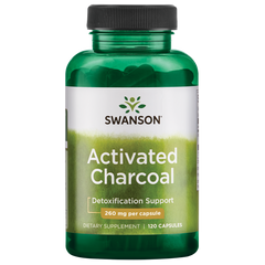 Swanson – Activated Charcoal 260mg 120C activated charcoal,bloating,issues,occasional mild gas,soak up gas-generating compounds,stomach calming,Stomach supplement,Swanson