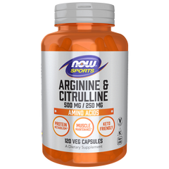 Now Arginine & Citrulline 500mg/250mg 120VC Arginine & Citrulline,detox,issues,maintenance of muscle tissue,muscles,protein,protein metabolism and utilization