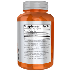 Now Arginine & Citrulline 500mg/250mg 120VC Arginine & Citrulline,detox,issues,maintenance of muscle tissue,muscles,protein,protein metabolism and utilization