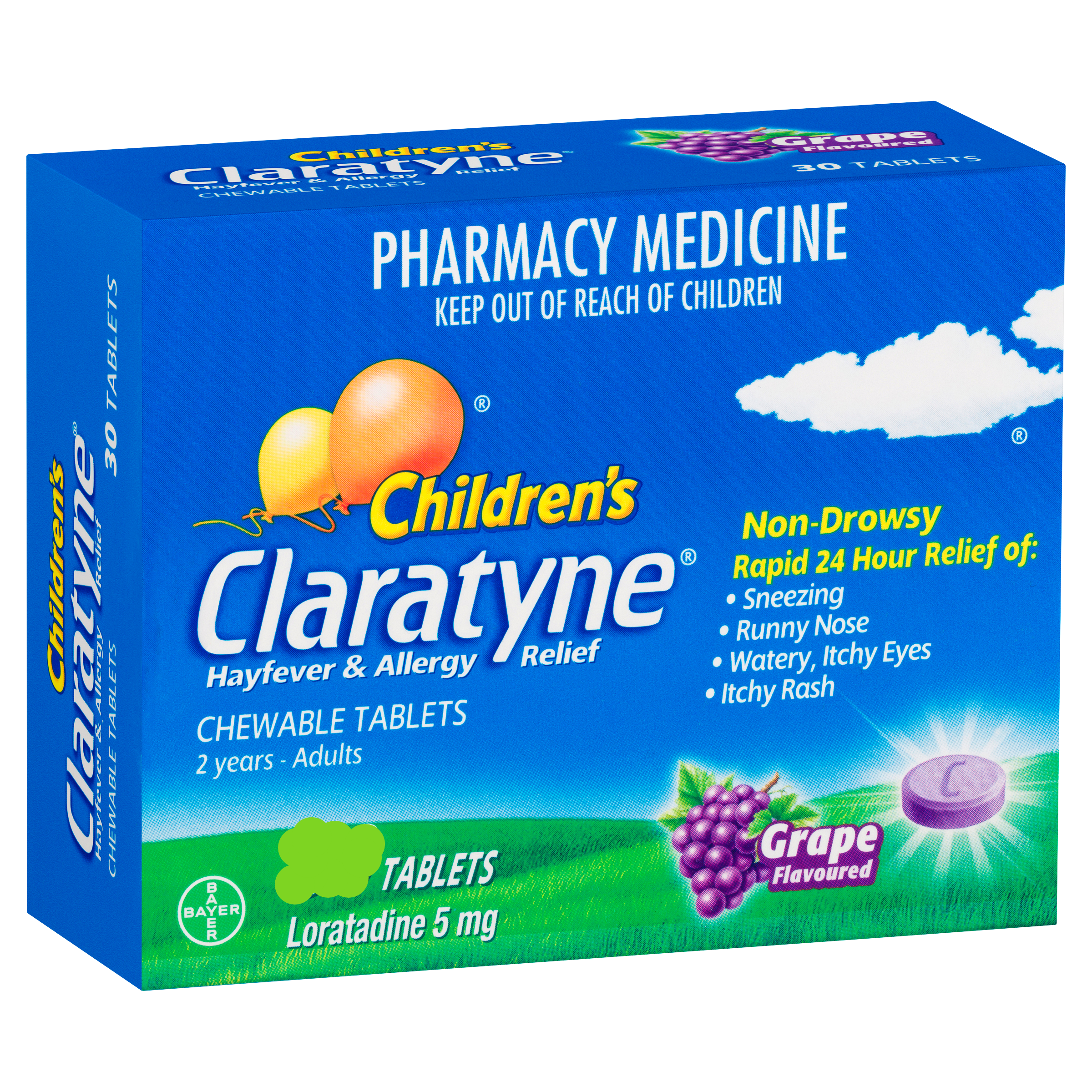 Claratyne Childrens Chewable Grape 10 allergy,claratyne,cold,issues,runny nose