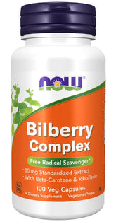 now Bilberry Complex 80mg 100VC Beta-Carotene and Riboflavin,Bilberry Complex,Contains citrus Bioflavonoid complex,issues,Potent antioxidant,Source of Vitamin A,Supports healthy eyes,Vitamin B2