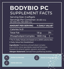 BodyBio PC (Phosphatidylcholine) better detox,Building cell membranes,consistent energy,improved brain function,issues,mental clarity,Protecting Cells,Rebuild And Maintain Brain Health,smoother digestion