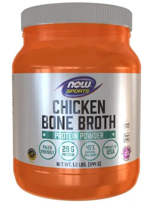 nowsports Chicken Bone Broth Powder 544g 29g Protein,Chicken Broth Pure Powder,Ideal for Paleo diets,issues,No artificial sweeteners,No dairy,No Soy