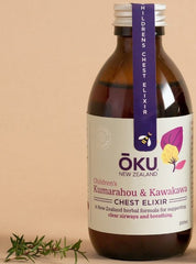 Children's Chest Elixir - Kūmarahou and Kawakawa acute respiratory symptoms,Chest Elixir,clearing the airways of mucus,encouraging sweating,issues,native herbal formula,reducing fevers,wet & dry irritations