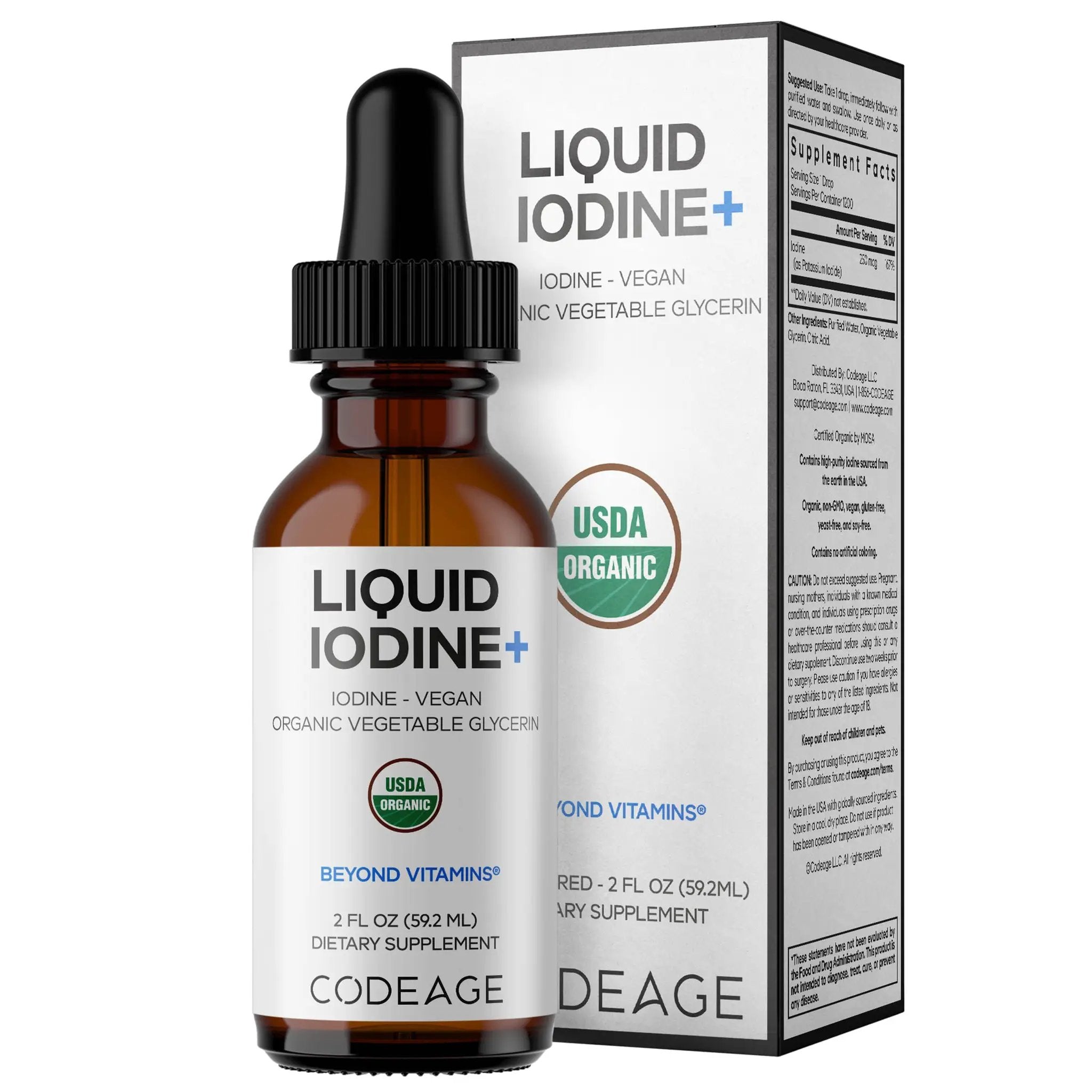 Codeage Liquid Iodine Plus Supports Thyroid Health Supplement (59ml)