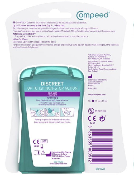 Compeed Cold Sore Patch 15 Pack cold sore blister,Cold Sore Patches,cold sores fast,issues,sealing the cold sore blister,second skin