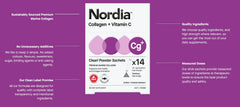 Nordia Collagen + Vitamin C + Supports Skin Health and Immune Health + Dietary Supplement (14 x 2g Sachets)