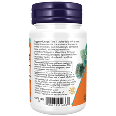 Now Copper Glycinate 3mg (Albion™) 120T cardiovascular,energy,free radicals,google,issues,lipid,nervous system,skin,Support cardiovascular health,Support free radical protection,Support iron metabolism,Support lipid metabolism,Support neurotransmitter pro